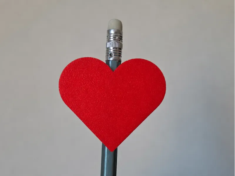 Heart with pencil clip on
