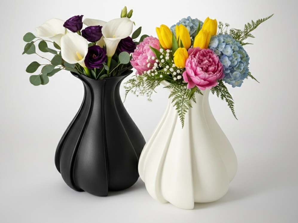 Sculptural Fluted Vase-Scalable Home Decor