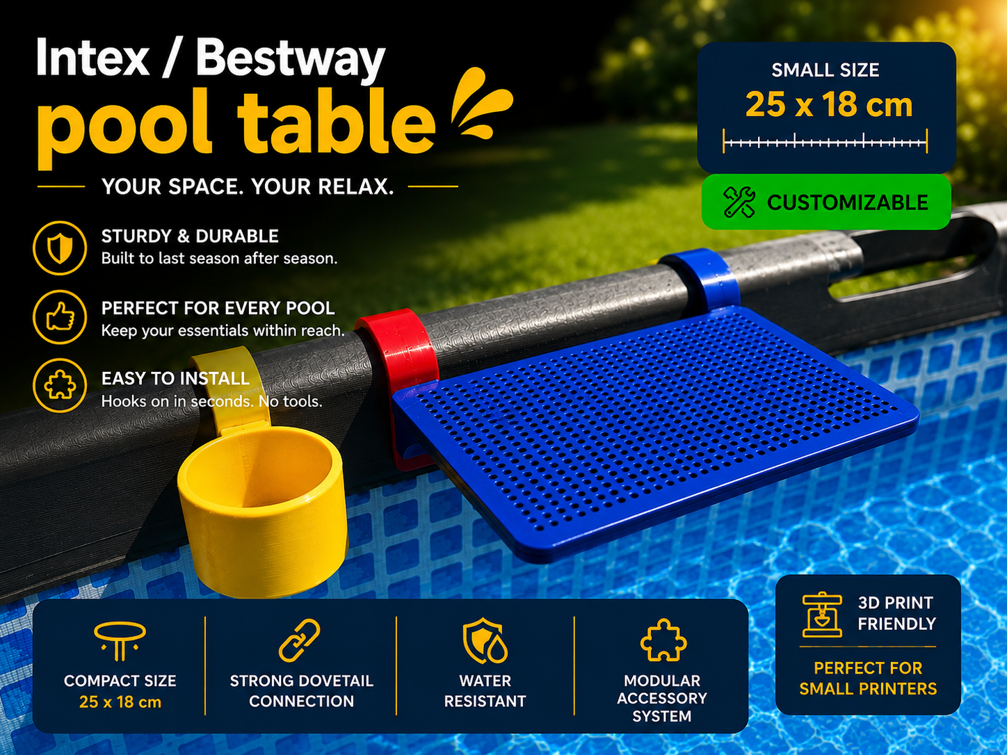 Small Pool Table (25x18cm) for Intex / Bestway