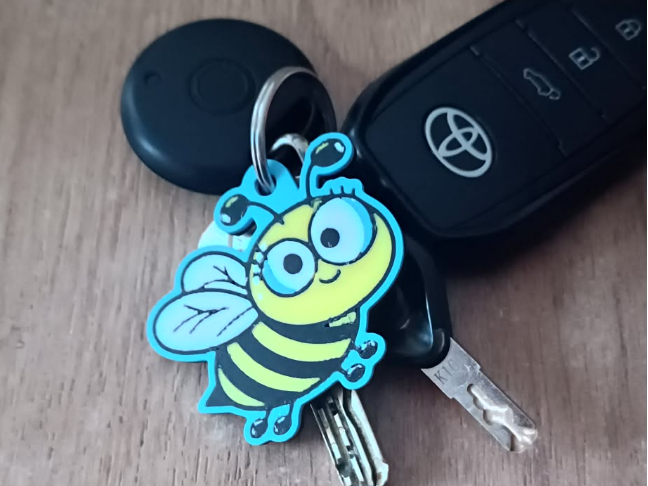 Cute Bee Keychain / Bag Tag (4-Color AMS Print)