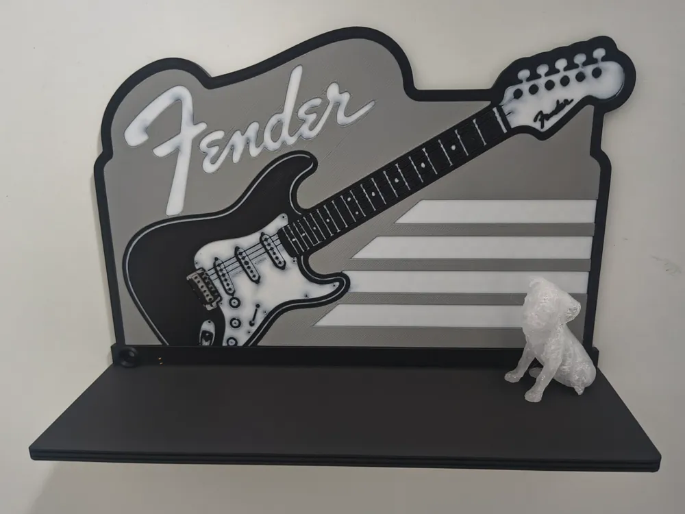 Estante o repisa: Fender Stratocaster Guitar Wall Shelf. Referencia del modelo original.