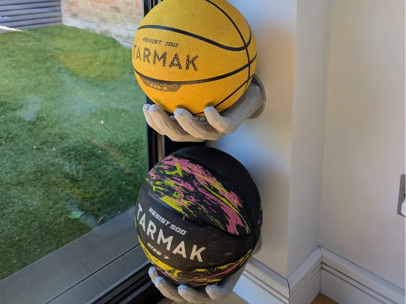 Ball Wall Holder Mount - Low Poly Hand -Basketball
