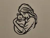 Line art femme et chat — photo 2