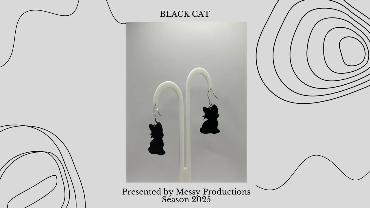 Black Cat Earrings view 3
