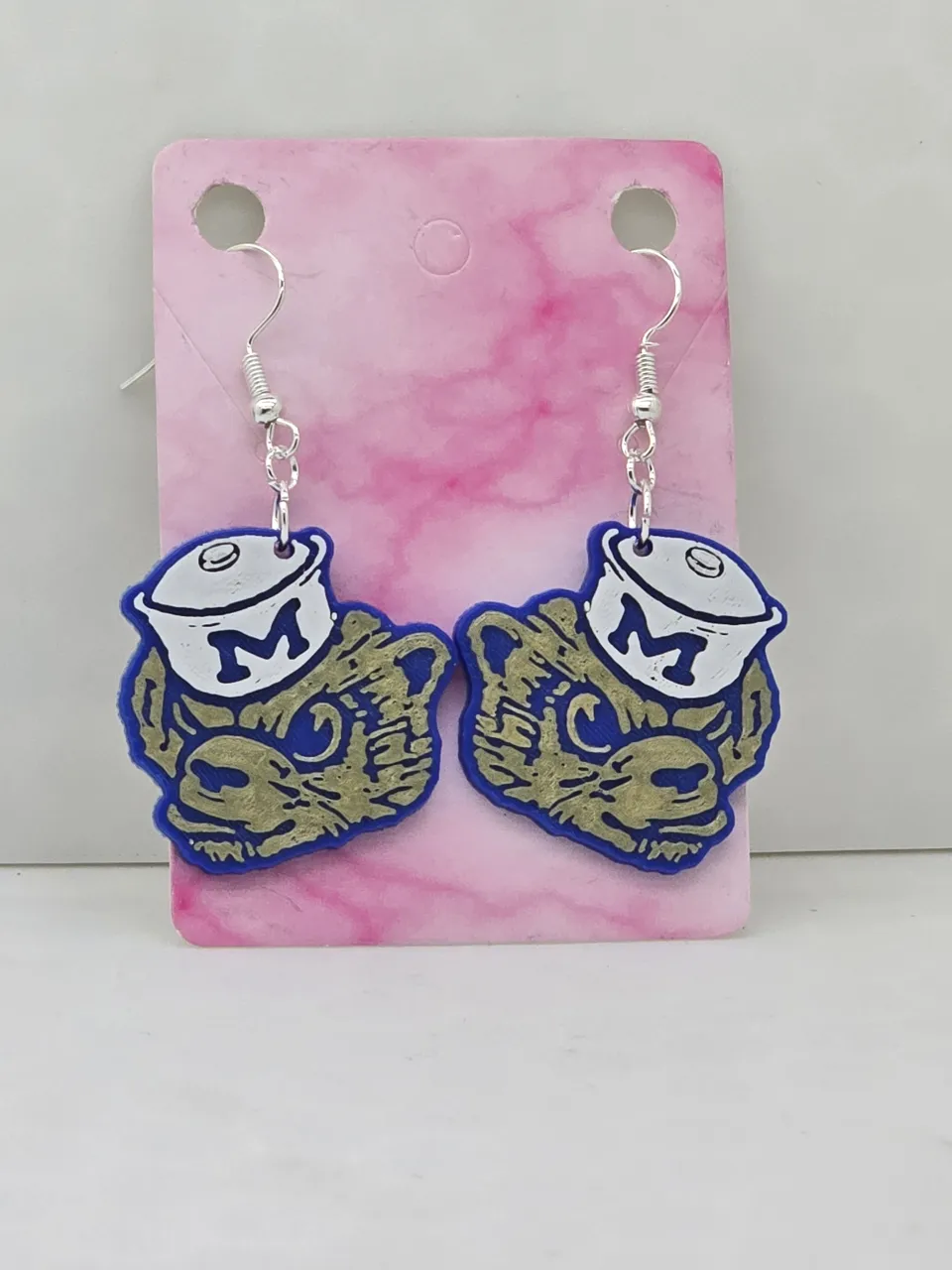 Michigan University Wolverine Earrings view 2