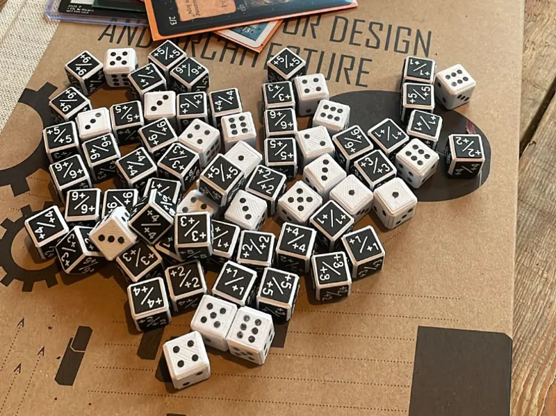 MTG - Easy counter dice: +, - and normal dice 12mm