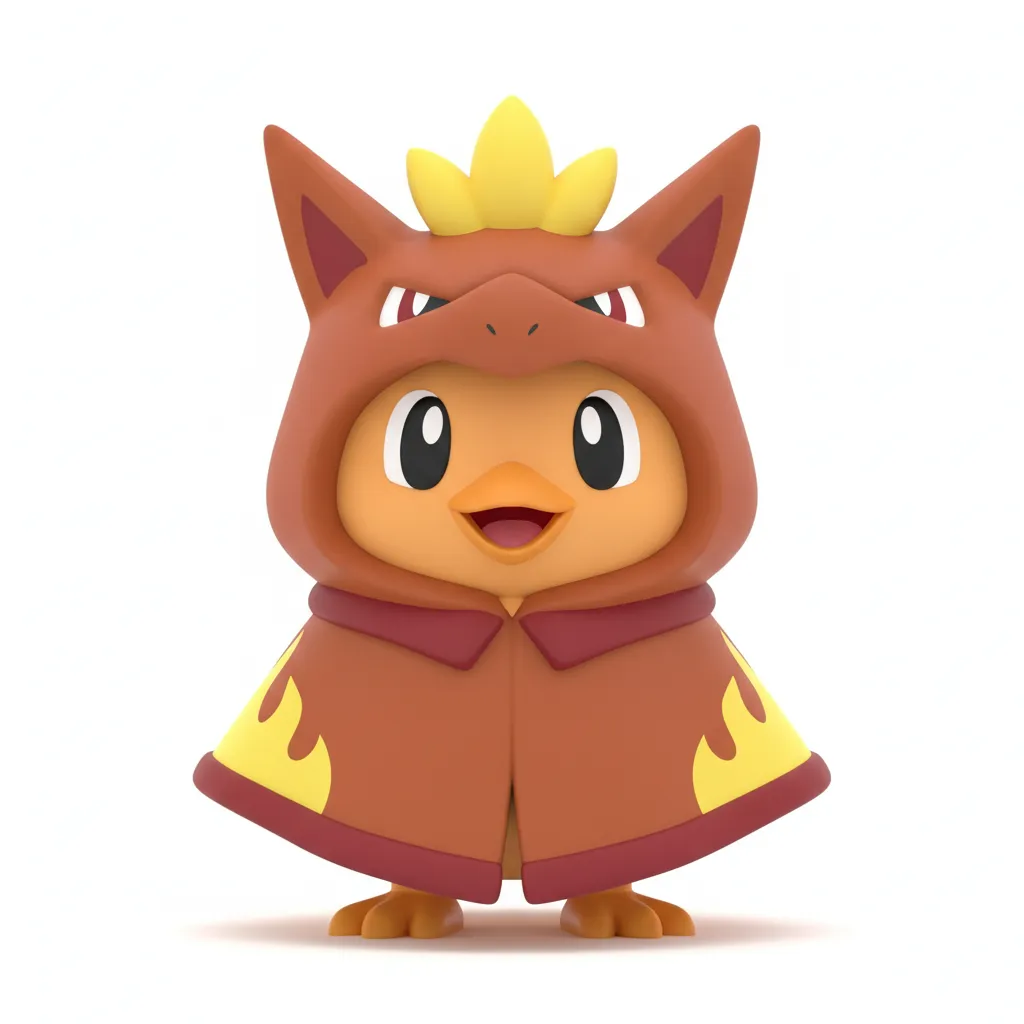 Torchic with a Blaziken poncho/fancy dress view 2