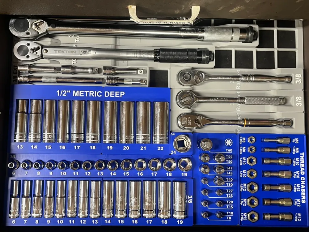 Gridfinity 3/8 metric socket set - Free 3D Print Model - MakerWorld