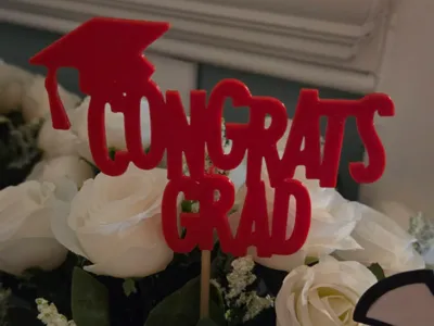 Congrats Grad with Grad Cap - Topper