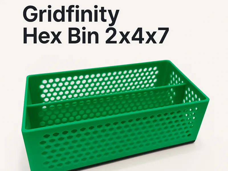 Hex Bin Gridfinity 2x4x7 Divided
