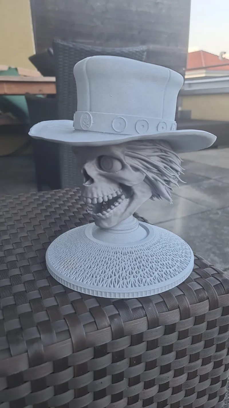 Skull with hat and stand