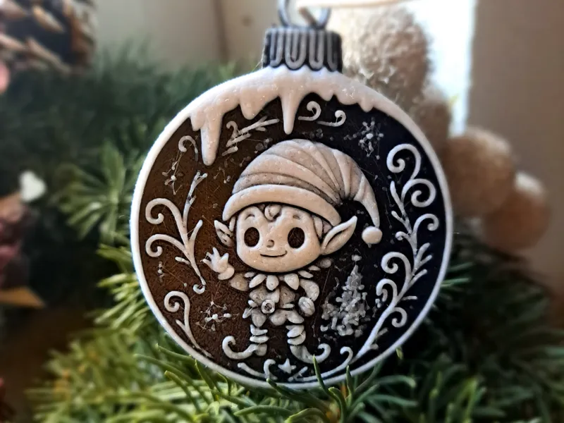 Christmas Tree Ornament Chibi Elf HueForge