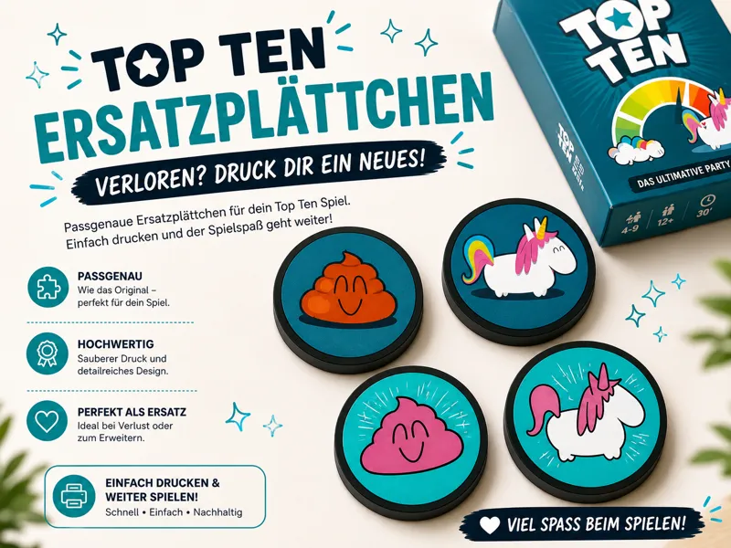 Plättchen für "TOP TEN - Spiel" Ersatzchip