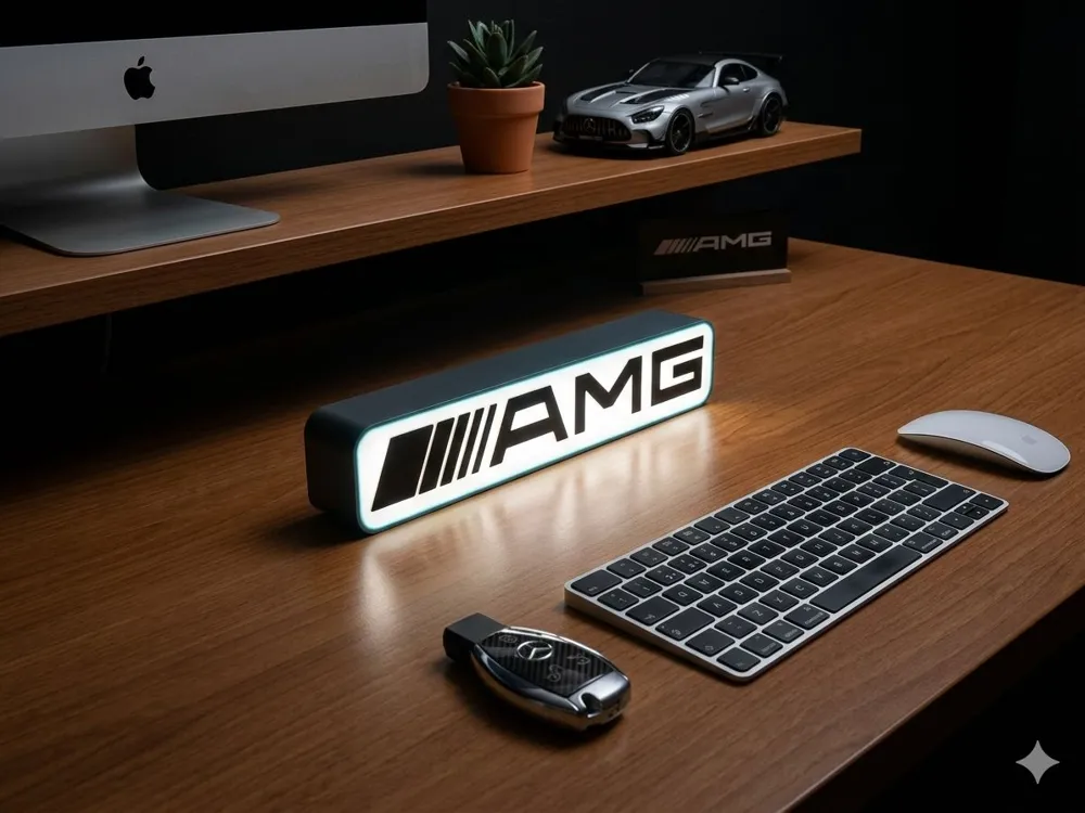 Mercedes Benz AMG LED Lamp with USB-C Connection - Free 3D Print Model ...