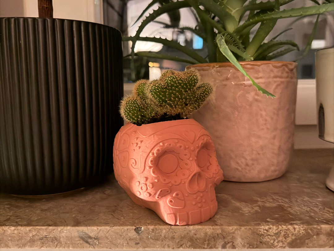 Mexican Skull Planter Día de los Muertos Style