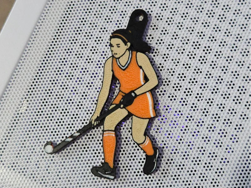 Field Hockey Player Keychain Ornament