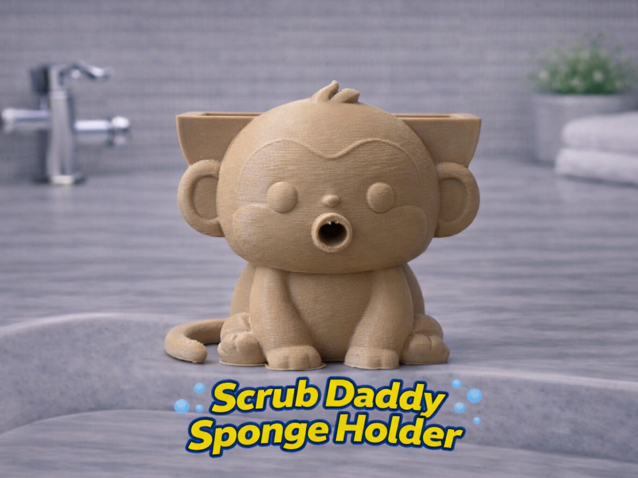 Mojo the Sitting Monkey Scrub Daddy Sponge Holder
