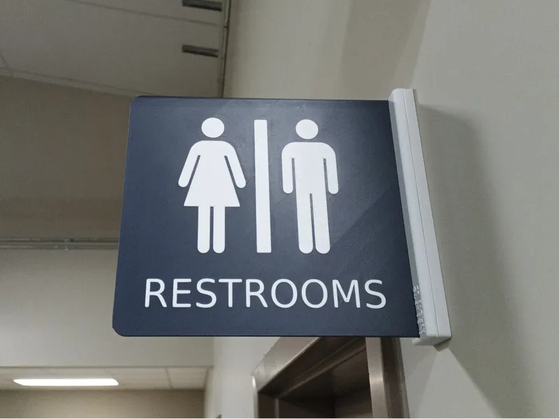 Flag-Mount Restroom Sign (Command Strip Mount)