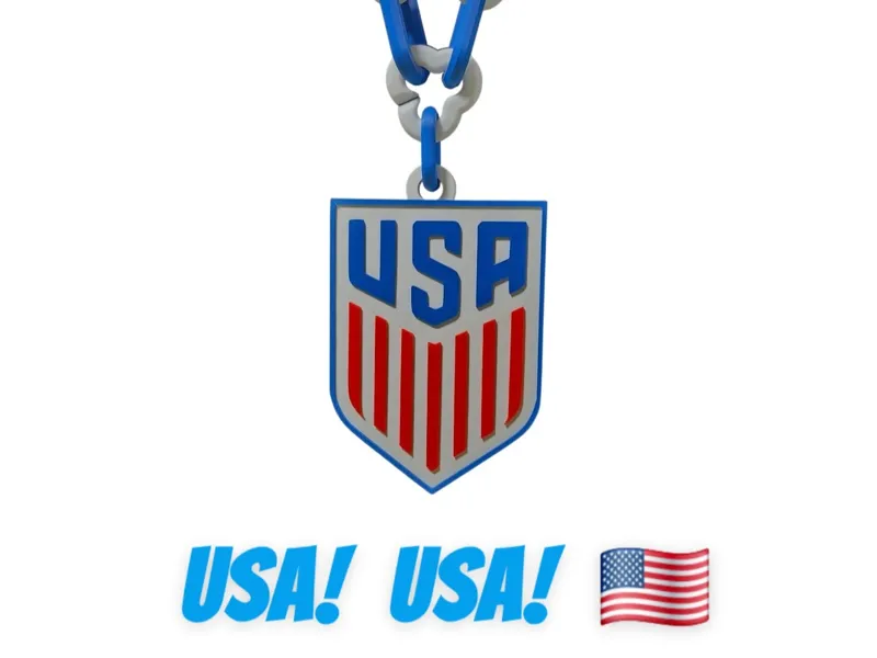 USA Oversized Necklace, Pendent, Chain