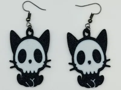 Skull Kitty Earrings
