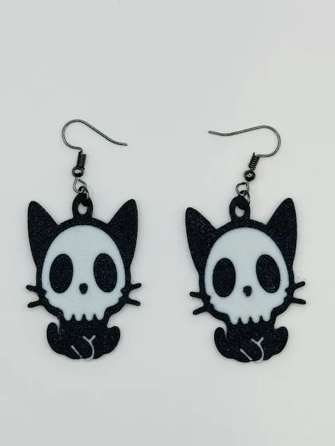 Skull Kitty Earrings view 2