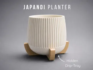 Japandi Planter | Hidden Drip Tray + Stand  