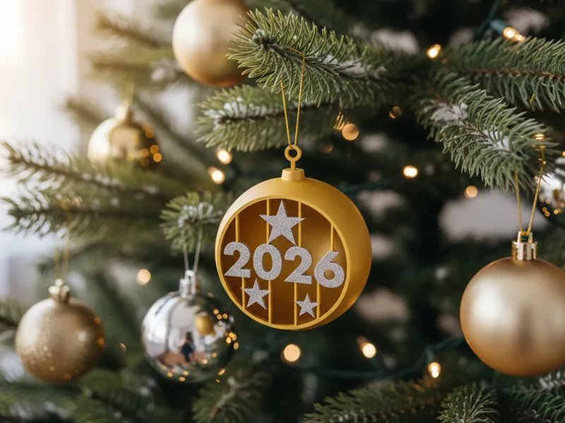 2026 Star Christmas Ball Ornament w Twist Hook 