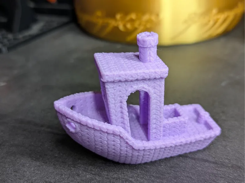Knitted benchy test boat
