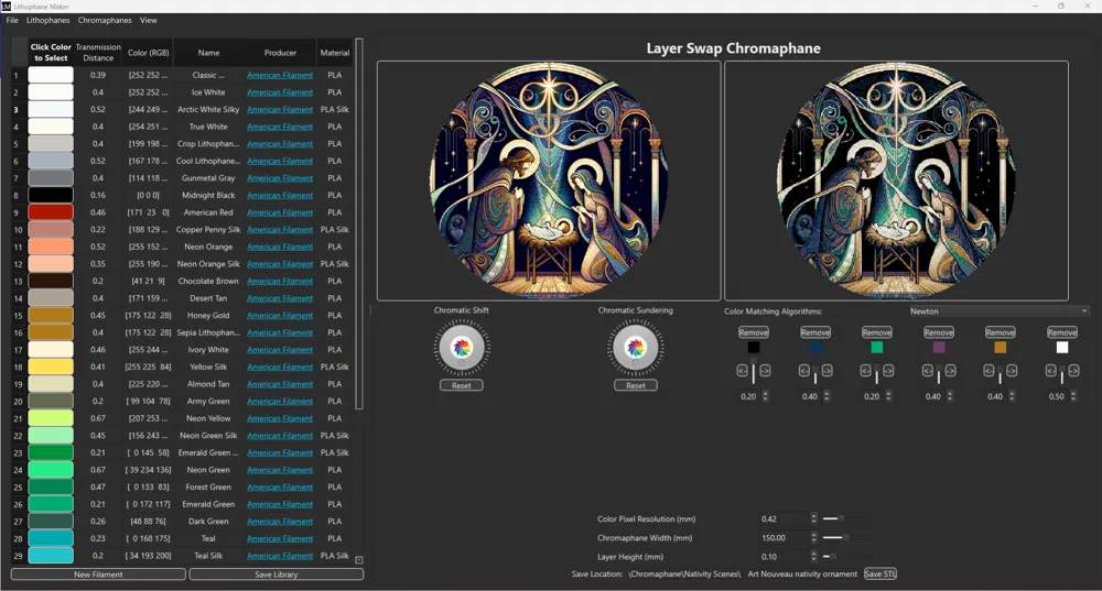 Art Nouveau Nativity Chromaphane From Lithophane Maker Desktop by