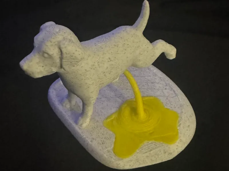 Peeing Pup - Gravity Defying Sculpture