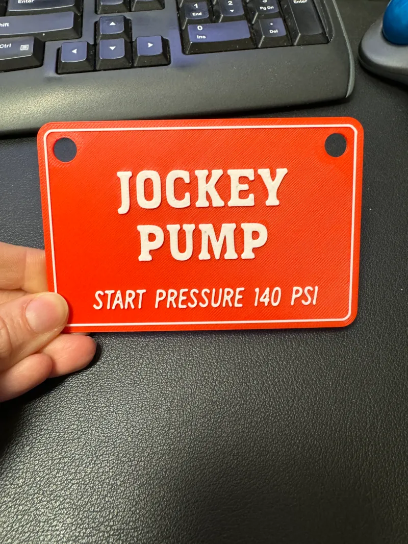 Jockey Pump Sign Fire Safety Sign for Work