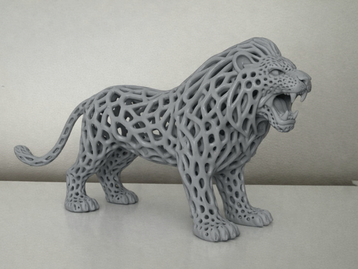 Modern Lattice Lion –  Printable Sculptural Animal