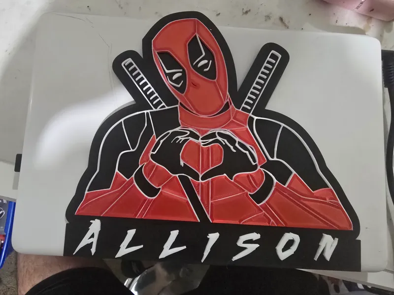 Deadpool with hearth name plate