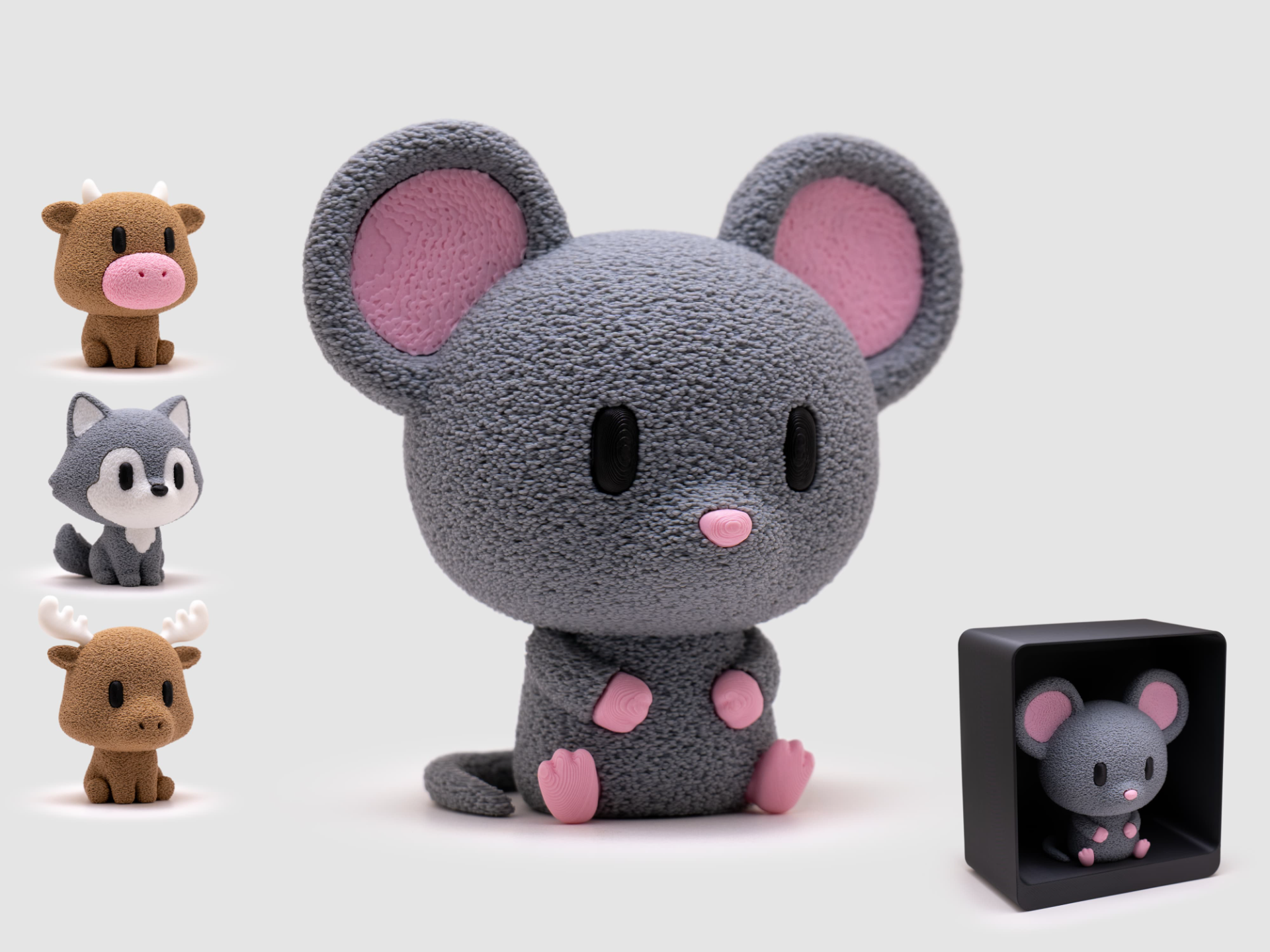 Mouse Figurine & Stand | No AMS | Fuzzy Skin