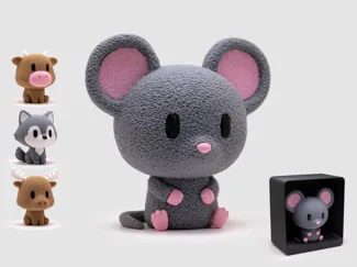 Mouse Figurine & Stand | No AMS | Fuzzy Skin