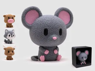 Mouse Figurine & Stand | No AMS | Fuzzy Skin