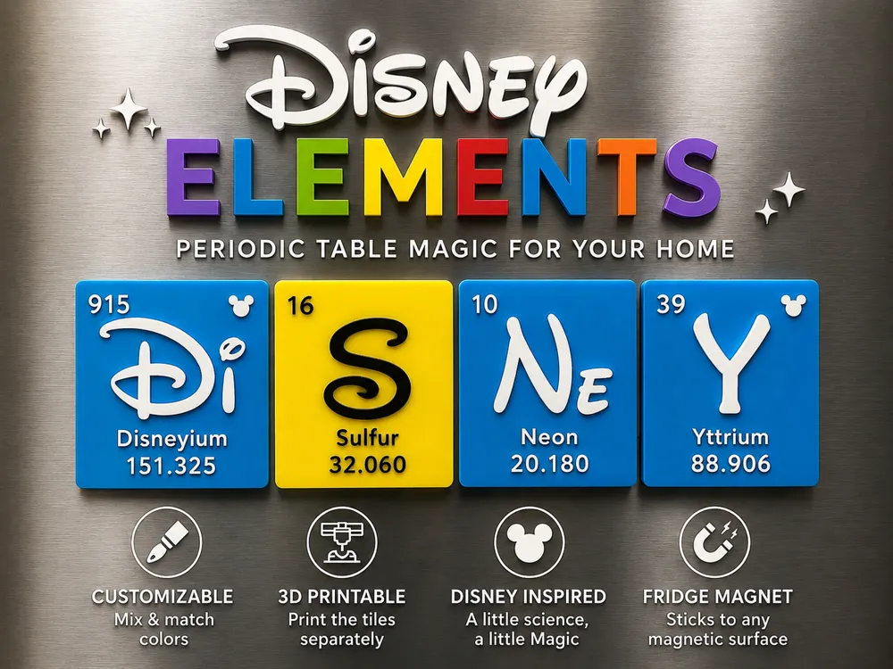 Letrero o emblema decorativo: Disney Element Letters and Fridge Magnet. Referencia del modelo original.