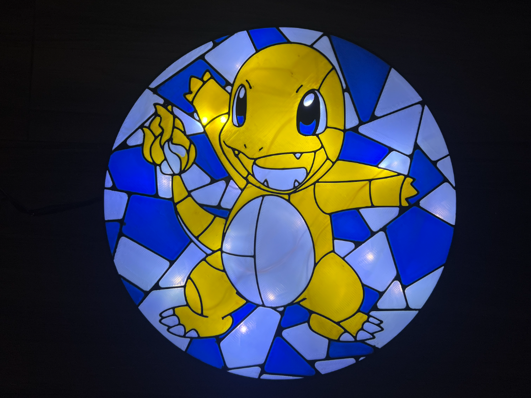 Charmander Pokemon Stained Glass Lightbox Suncatch