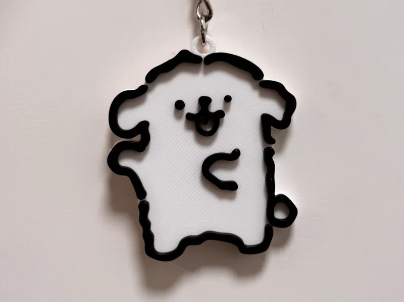 No AMS Maltese dog Keychain 線條小狗xiantiao B