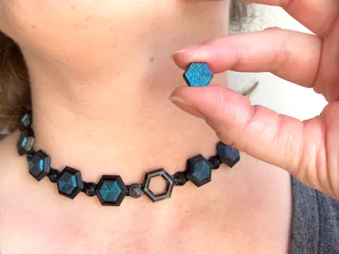 Flexible Small Hexagon Link Choker and Earrings view 3