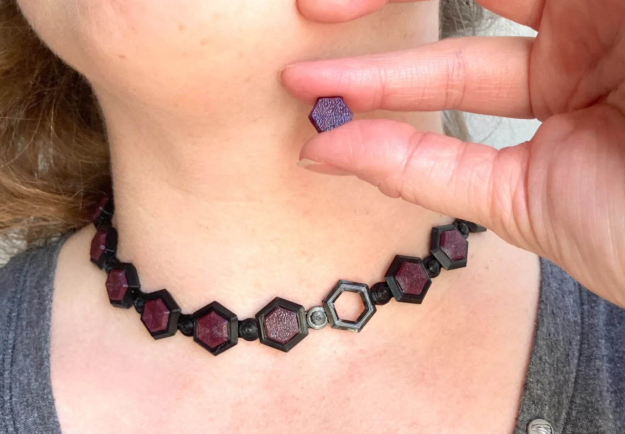 Flexible Small Hexagon Link Choker and Earrings view 4