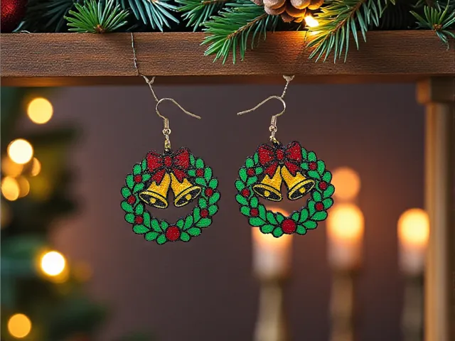 Festive Christmas wreath earrings