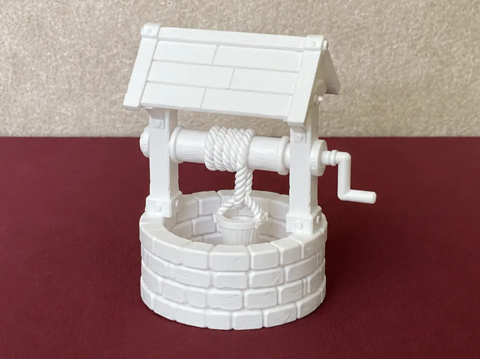 Soporte: Stone Water Well with Wooden Windlass. Referencia del modelo original.