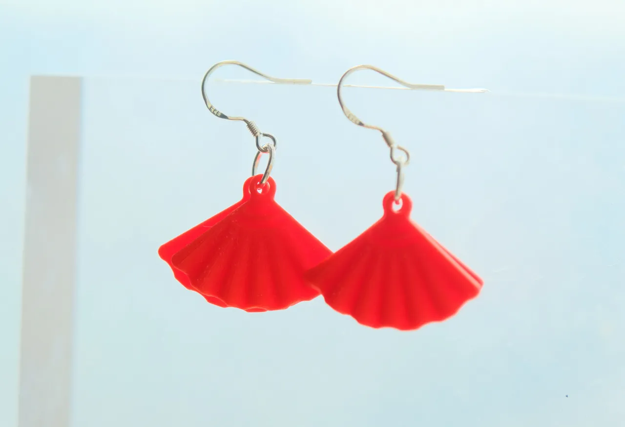 Lucky Red Fan Earrings view 4