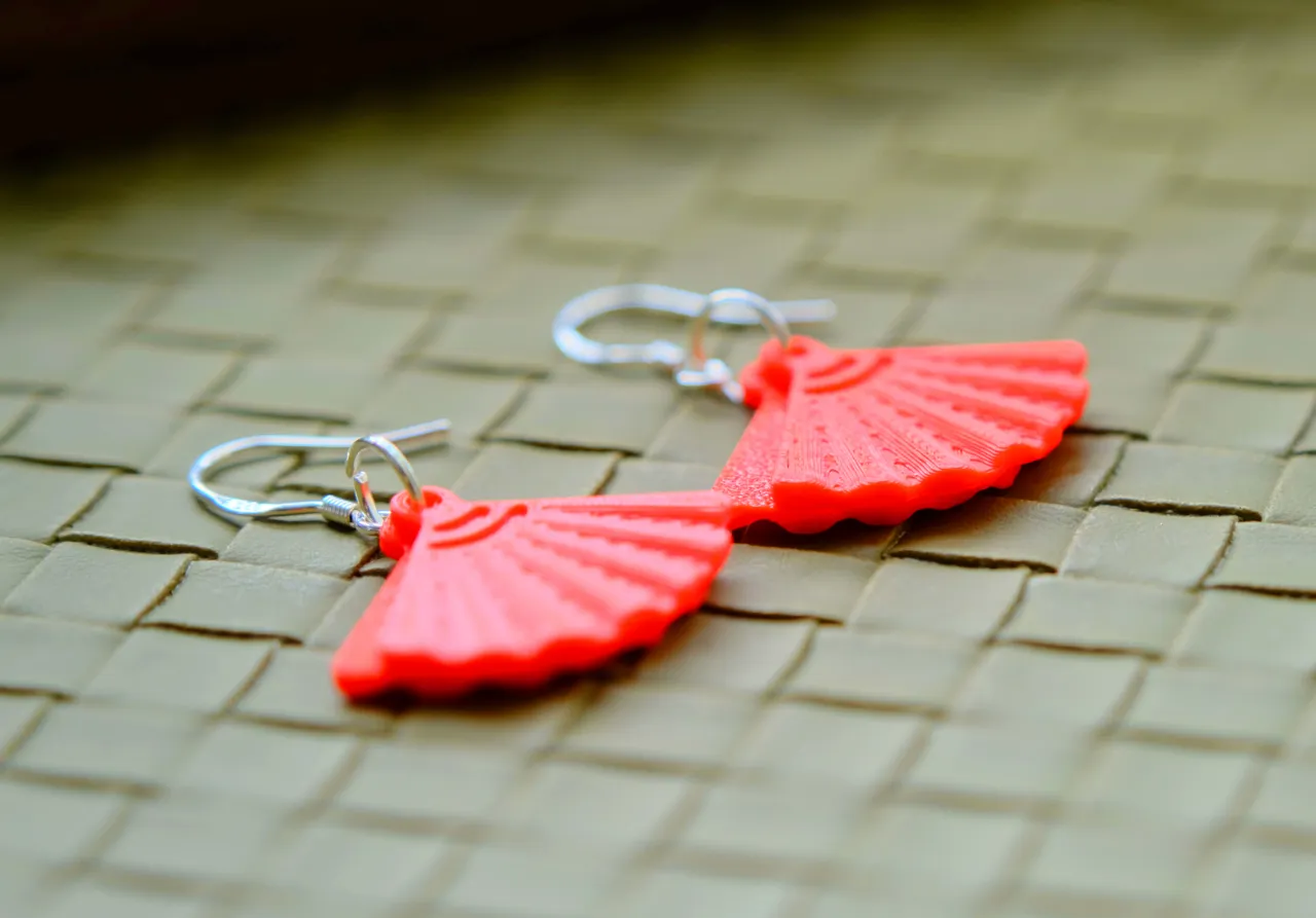 Lucky Red Fan Earrings view 2