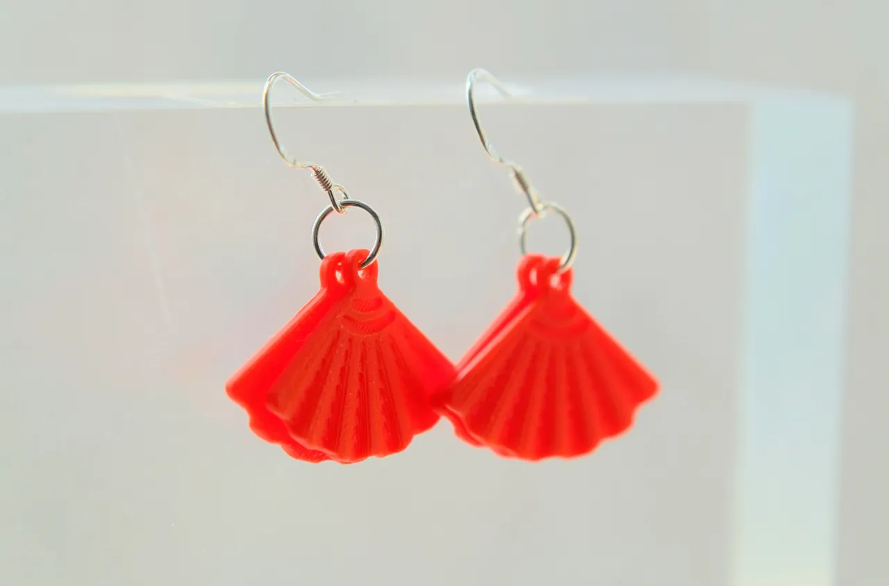 Lucky Red Fan Earrings view 3