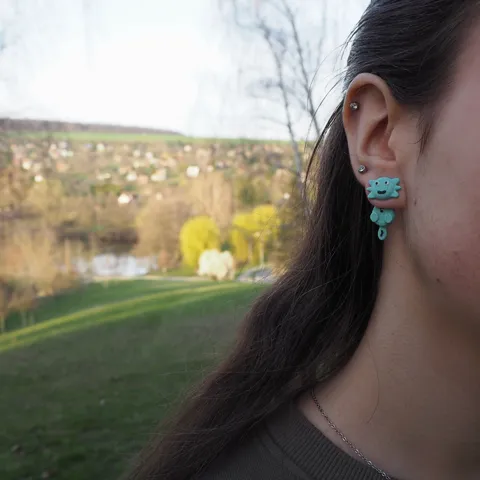 Axolotl earrings view 2