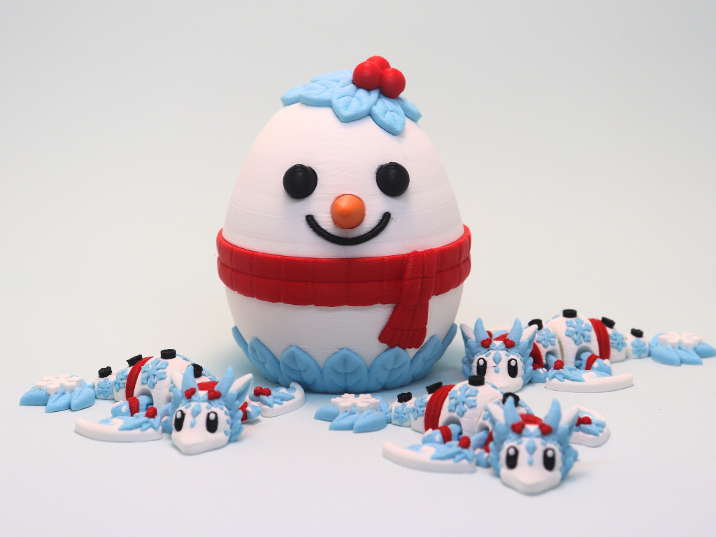 Flexi Snowman Dragon Articulated Toy Zinibow3D - 1