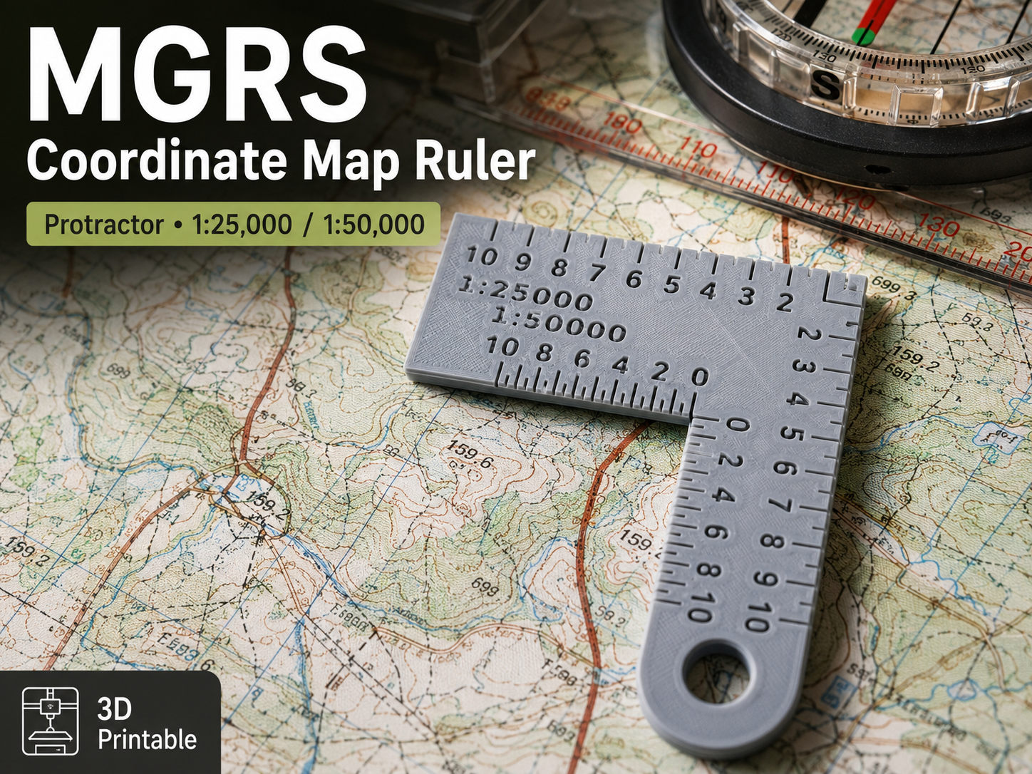 MGRS Protractor Map Ruler