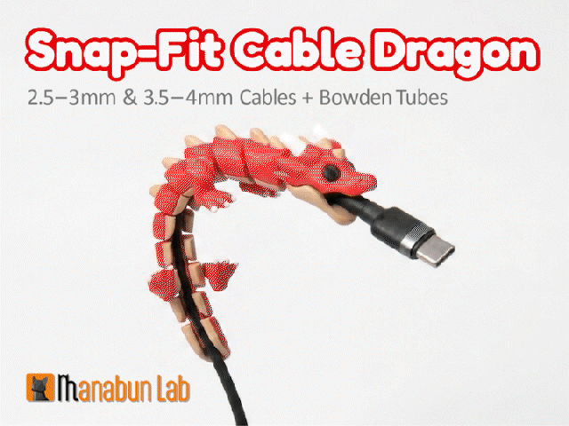 Snap-Fit Cable Dragon 3D model